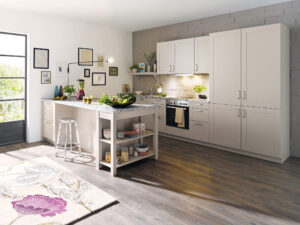 Casa Satin Pore shown in Sand Grey
